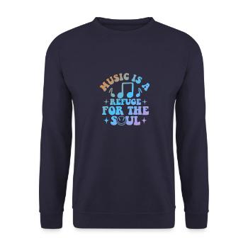 Music Is A Refuge for the Soul - Unisex Pullover - Navy - Vorne - Alina (178cm) & Michal (187cm)