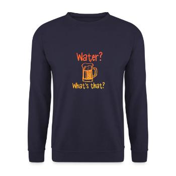 Water What That Funny Beer - Unisex Pullover - Navy - Vorne - Alina (178cm) & Michal (187cm)