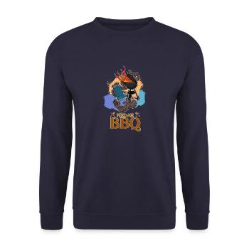 BBQ Grillen Smoker Fleisch Koch Vater Sommer - Unisex Pullover - Navy - Vorne - Alina (178cm) & Michal (187cm)