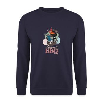 BBQ Grillen Smoker Fleisch Koch Vater Sommer - Unisex Pullover - Navy - Vorne - Alina (178cm) & Michal (187cm)
