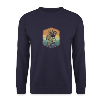 Grillen Chef Koch Vater BBQ Smoker Männergrill - Unisex Pullover - Navy - Vorne - Alina (178cm) & Michal (187cm)