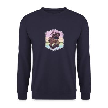 Grillen Chef Koch Vater BBQ Smoker Männergrill - Unisex Pullover - Navy - Vorne - Alina (178cm) & Michal (187cm)