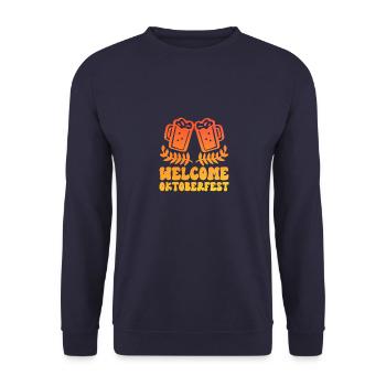 Welcom Fest Oktober Beer - Unisex Pullover - Navy - Vorne - Alina (178cm) & Michal (187cm)