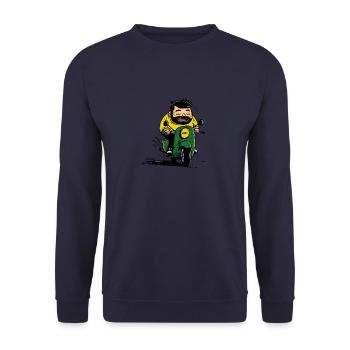 Buddy, le roi de la trottinette, motard - Sweat-shirt Unisexe - marine - Devant - Alina (178cm) & Michal (187cm)