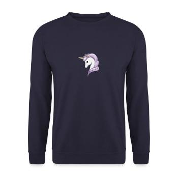 Regenbogen Einhorn Kopf Niedlich Rosa Magisches Einhorn - Unisex Pullover - Navy - Vorne - Alina (178cm) & Michal (187cm)
