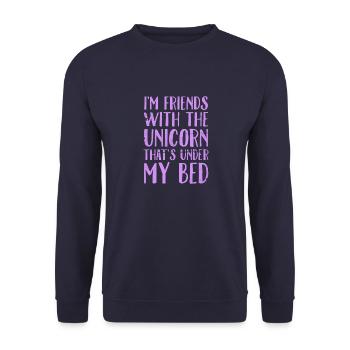 I'm Friends With The Unicorn That's Under My Bed - Unisex Sweatshirt - navy - Front - Alina (178cm) & Michal (187cm)