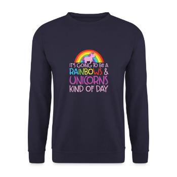 Es wird eine Art Coolness von Regenbögen und Einhörnern - Unisex Pullover - Navy - Vorne - Alina (178cm) & Michal (187cm)