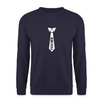 Fischer Krawatte Heiraten Hochzeit Geschenkidee - Unisex Pullover - Navy - Vorne - Alina (178cm) & Michal (187cm)