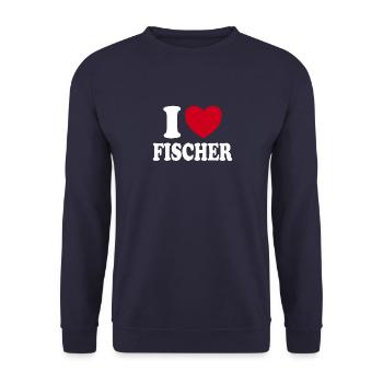 I love fisherman heart family gift idea - Unisex Sweatshirt - navy - Front - Alina (178cm) & Michal (187cm)