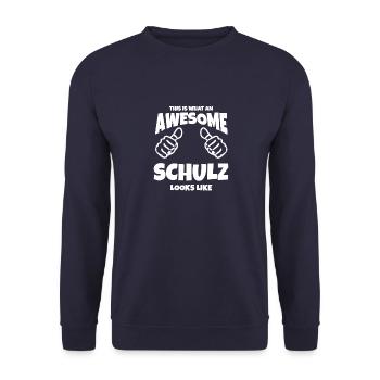 This is what an Awesome Schulz looks like Family - Unisex Sweatshirt - navy - Front - Alina (178cm) & Michal (187cm)