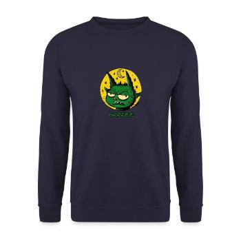 A Green Sleeping Leprechaun with Moon and Stars - Unisex Sweatshirt - navy - Front - Alina (178cm) & Michal (187cm)