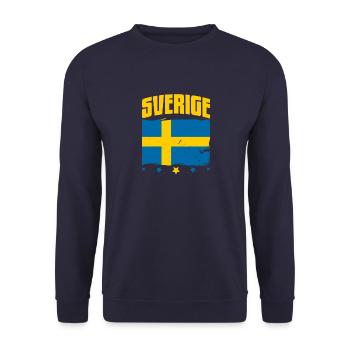 Schweden Skandinavien Sverige Urlaub Volk - Unisex Pullover - Navy - Vorne - Alina (178cm) & Michal (187cm)