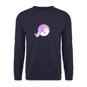 Cute Unicorn Rainbow Hair Gorgeous Magical Unicorn - Unisex Sweatshirt - navy - Front - Alina (178cm) & Michal (187cm)