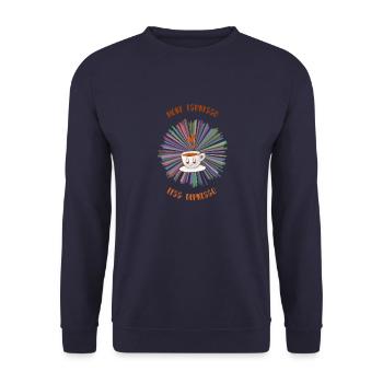 Espresso, Coffee, Kaffee, Latte, Geschenkidee, Fun - Unisex Pullover - Navy - Vorne - Alina (178cm) & Michal (187cm)