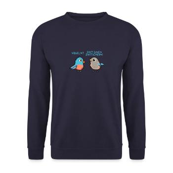 Fun - Vögeln? Erst einen zwitschern! Sex - Unisex Pullover - Navy - Vorne - Alina (178cm) & Michal (187cm)