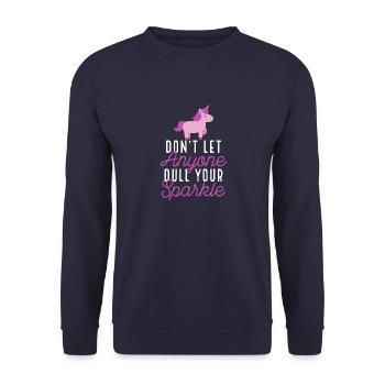 Don't Let Anyone Dull Your Sparkle Rainbow Unicorn - Unisex Sweatshirt - navy - Front - Alina (178cm) & Michal (187cm)