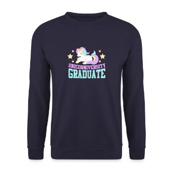 Licorne magique arc-en-ciel diplômée de la licorne - Sweat-shirt Unisexe - marine - Devant - Alina (178cm) & Michal (187cm)