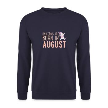 Les licornes sont nées en août Licorne drôle de dabbing - Sweat-shirt Unisexe - marine - Devant - Alina (178cm) & Michal (187cm)