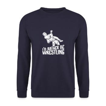 Freistilringen Wrestler Wrestling Ringen Suplex - Unisex Pullover - Navy - Vorne - Alina (178cm) & Michal (187cm)