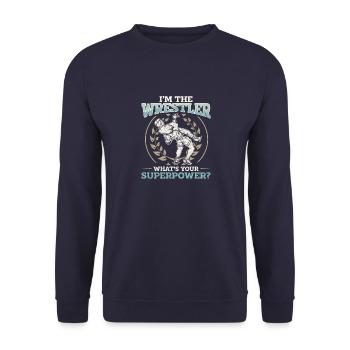 Wrestling Sportart Wrestler Suplex Ringen Sport - Unisex Pullover - Navy - Vorne - Alina (178cm) & Michal (187cm)