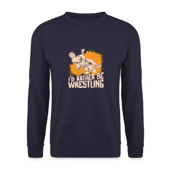 Freistilringen Wrestler Wrestling Ringen Suplex - Unisex Pullover - Navy - Vorne - Alina (178cm) & Michal (187cm)