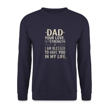 ICH LIEBE PAPA - Unisex Pullover - Navy - Vorne - Alina (178cm) & Michal (187cm)