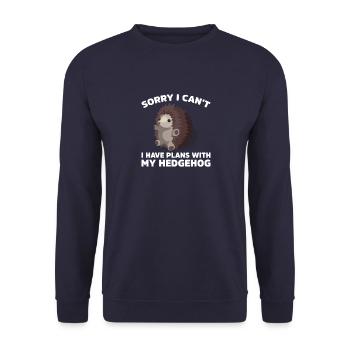Désolé je ne peux pas, j’ai des plans avec mon hérisson drôle - Sweat-shirt Unisexe - marine - Devant - Alina (178cm) & Michal (187cm)