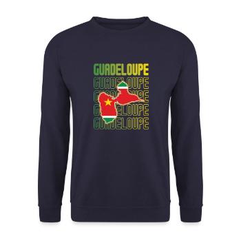 idee cadeau design drapeau de la guadeloupe - Sweat-shirt Unisexe - marine - Devant - Alina (178cm) & Michal (187cm)
