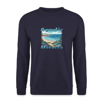 Agadir Maroc Plage Palmiers Nature Vacances - Sweat-shirt Unisexe - marine - Devant - Alina (178cm) & Michal (187cm)
