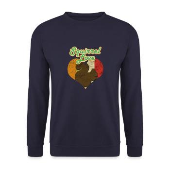 Eichhörnchen Liebe Vintage Herz Streifenhörnchen Tierliebhaber - Unisex Pullover - Navy - Vorne - Alina (178cm) & Michal (187cm)