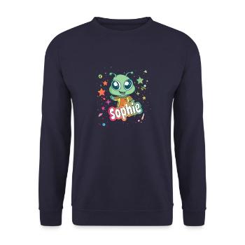 SOPHIE - Beautiful girl name with cute alien - Unisex Sweatshirt - navy - Front - Alina (178cm) & Michal (187cm)