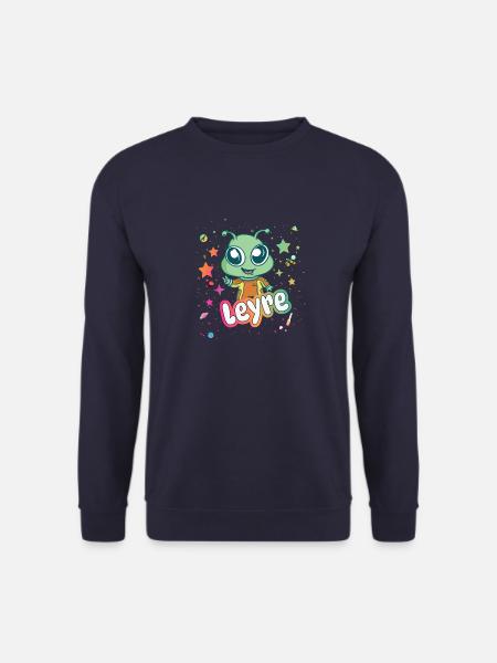 LEYRE - Schöner Mädchen Name mit niedlichem Alien - Unisex Pullover - Navy