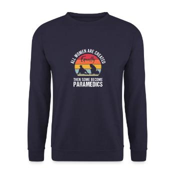 Sanitäter Rettungssanitäter Rettungsdienst - Unisex Pullover - Navy - Vorne - Alina (178cm) & Michal (187cm)