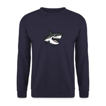 Funny, silly shark - Unisex Sweatshirt - navy - Front - Alina (178cm) & Michal (187cm)