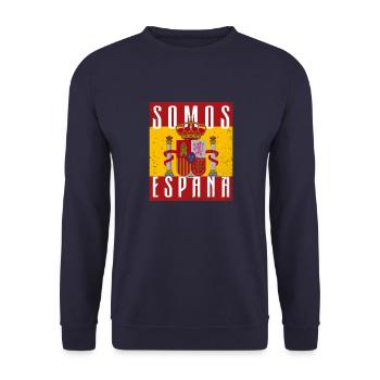 Spanien Madrid Flagge Reise Urlaub Europa - Unisex Pullover - Navy - Vorne - Alina (178cm) & Michal (187cm)