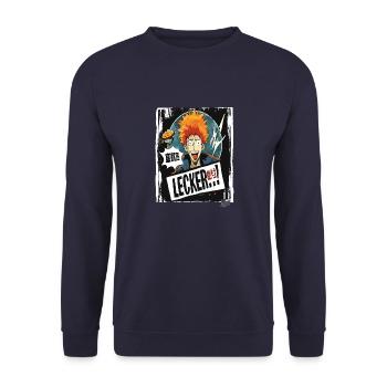 Ramen de dessin animé : Le gars dit « Miam ! » - Sweat-shirt Unisexe - marine - Devant - Alina (178cm) & Michal (187cm)