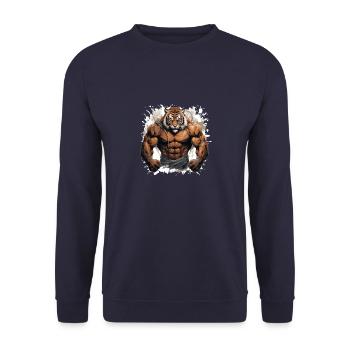 Tiger Muscles Bodybuilding Beast - Sweat-shirt Unisexe - marine - Devant - Alina (178cm) & Michal (187cm)