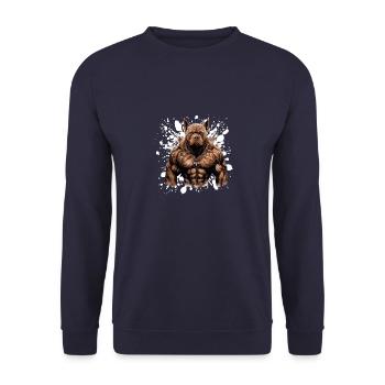Hund Pit Muskeln Bodybuilding Beast - Unisex Pullover - Navy - Vorne - Alina (178cm) & Michal (187cm)