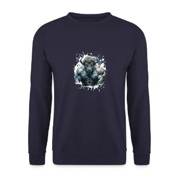 Muscle de bison Bodybuilding Beast - Sweat-shirt Unisexe - marine - Devant - Alina (178cm) & Michal (187cm)