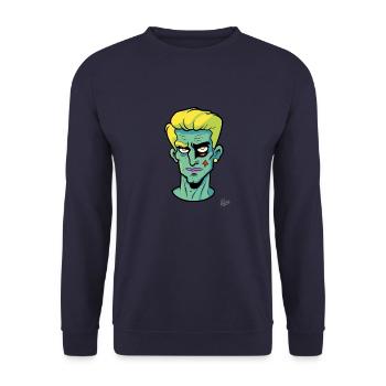 Cartoon vom ultimativen schönen Beau - Unisex Pullover - Navy - Vorne - Alina (178cm) & Michal (187cm)