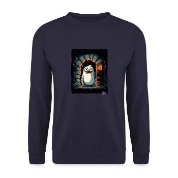 Déconcerté petit oiseau mignon dans le donjon donjon - Sweat-shirt Unisexe - marine - Devant - Alina (178cm) & Michal (187cm)