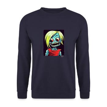 Dessin animé crâne Zombie Spinner - Sweat-shirt Unisexe - marine - Devant - Alina (178cm) & Michal (187cm)