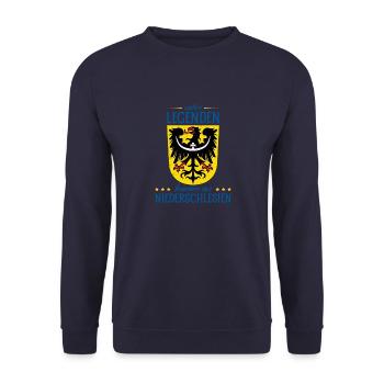 Schlesien Herkunft Provinz Region Deutschland - Unisex Pullover - Navy - Vorne - Alina (178cm) & Michal (187cm)