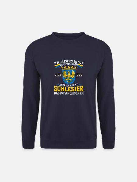 Schlesien Flagge Provinz Breslau Region Heimat - Unisex Pullover - Navy