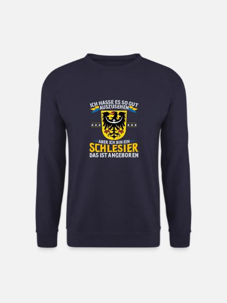 Schlesien Flagge Provinz Breslau Region Heimat - Unisex Pullover - Navy