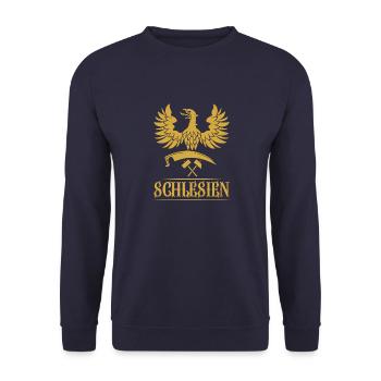 Schlesien Provinz Schläsig Polen Wappen Flagge - Unisex Pullover - Navy - Vorne - Alina (178cm) & Michal (187cm)