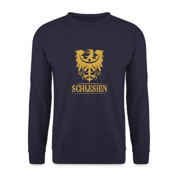 Schlesien Provinz Schläsig Polen Wappen Flagge - Unisex Pullover - Navy - Vorne - Alina (178cm) & Michal (187cm)