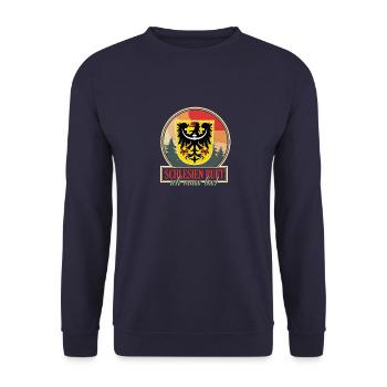 Schlesien Heimatland Polen Schläsig Flagge - Unisex Pullover - Navy - Vorne - Alina (178cm) & Michal (187cm)