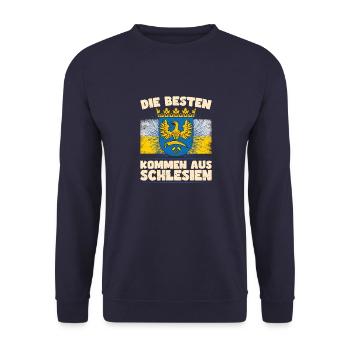 Schlesien Breslau Provinz Deutschland Region - Unisex Pullover - Navy - Vorne - Alina (178cm) & Michal (187cm)