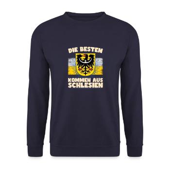 Schlesien Breslau Provinz Deutschland Region - Unisex Pullover - Navy - Vorne - Alina (178cm) & Michal (187cm)